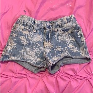 Palm tree jean shorts